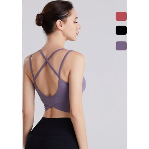 Yoga Tops Fitness Running Fitness Bra Sports Underwear Women High-Intensity Shockproof Gathering Cross-Shape With Pad