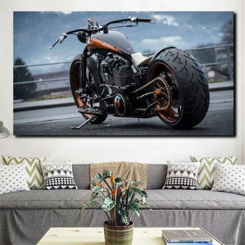 Heavy Locomotive Cool Motorcycle Art Canvas Poster Painting Wall Picture Print Home Bedroom Decoration Accessories Framework HD