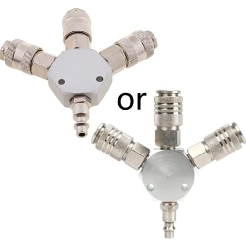 Universal 3-Way Manifold Quick Connector 1/4''NPT Quick Coupler Air Hose Coupling Pneumatic Tools Kit