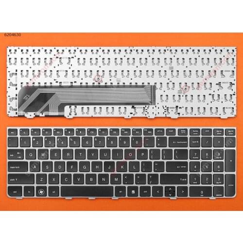 US New Replacement Keyboard for HP Probook 4535S 4530S 4730S Laptop Silver Frame Black Key