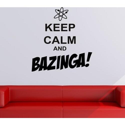 Vinyl Wall Stickers Quotes-Keep Calm And Bazinga Keep Calm Quote Wall Sticker Home Decor Bedroom Living Room DIY Wallpaper ZA151