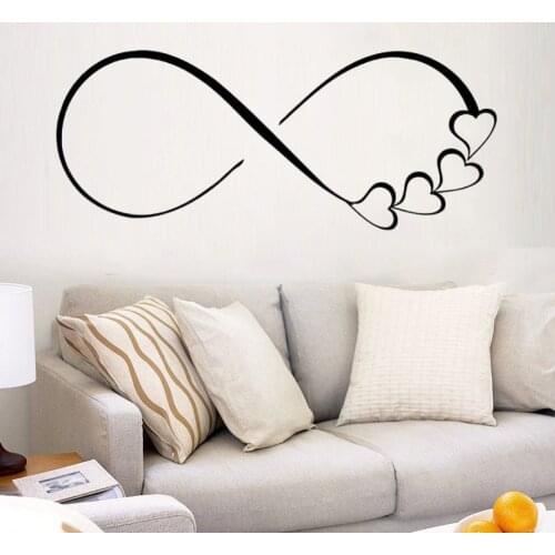 Vinyl Wall Decals Hearts and Infinity Symbol Love Sign Family Stickers Bedroom Home Decor Wedding Gift for Couples Murals DW7396