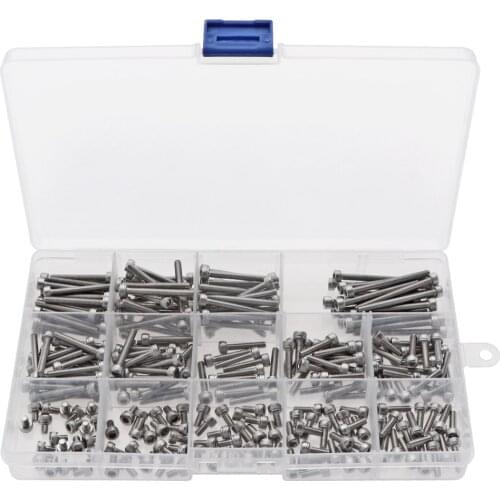 120/180/280Pcs Head Screw Hexagon Socket Head Cap Screws A2-70304Stainless Steel DIN912 M3 M4 M5 M6 M8 hex socket screw Kit Set