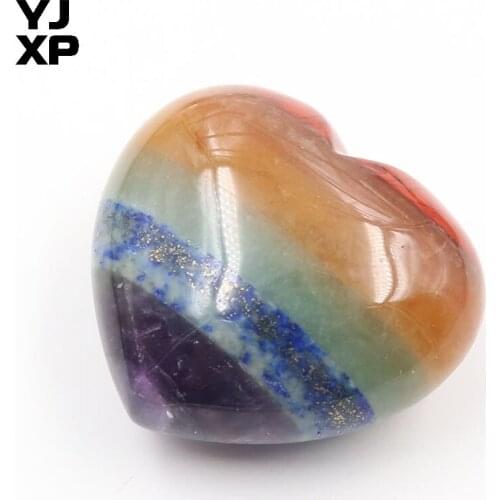 YJXP Reiki Natural Stone Chakra Balancing Love Carved Rainbow Ornament Healing Meditation Crystal Stone Charms Jewelry Gift 1Pcs