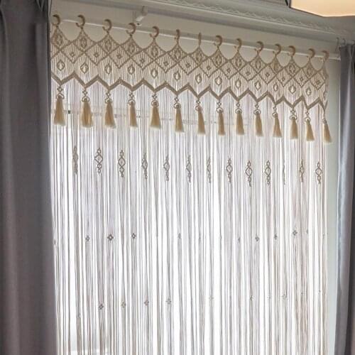 Macrame Curtain for Doorway Room Divider Hand Woven Wall Hanging Wedding Photo Backdrop Tapestry Farmhouse Door Window Drapes