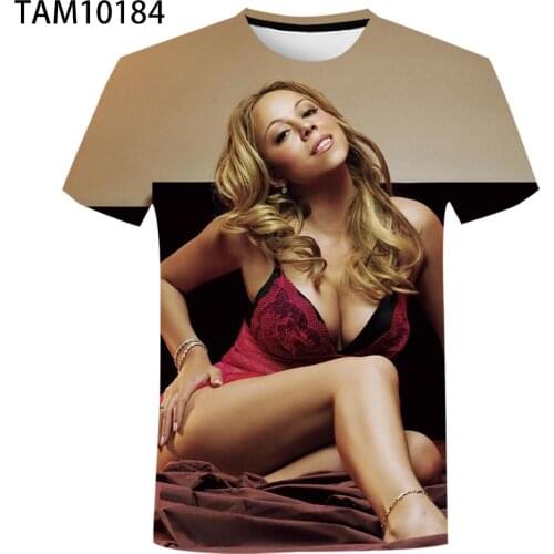 Mariah Carey 70s most popular female singer 3D printing sexy fashion girl T-shirt comfortable casual top