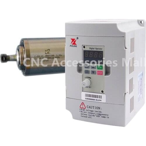 1.5kw water cooled spindle motor ER11 D80mm L180mm AC220V & 1.5kw 220v DZB280B001.5L2DK VFD Inverter Variable Frequency Drive