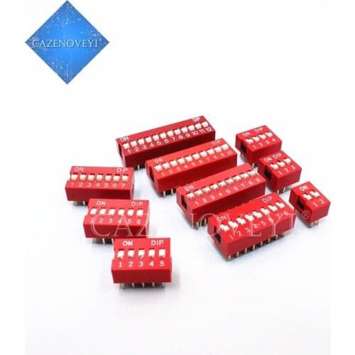 10PCS Slide Type Switch Module 1 2 3 4 5 6 7 8 9 10 12 Bit 2.54mm Position Way DIP Red Pitch Toggle Switch Red Snap Switch