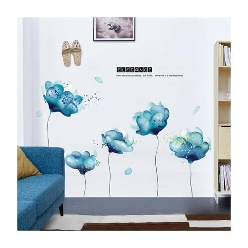 120*79CM Wall Sticker New Chinese Style TV Background Wall Room Decoration Romantic Flower Wallpaper Wall Painting Bedroom Decor