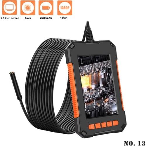 2/5/10 Meters Industrial Endoscope Camera 1080p HD 4.3" Screen Tubescope Inspection Camera with Soft/Hard Tubes