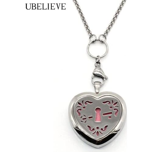 316L Stainless Steel Magnet Aromatherapy Essential Oil Diffuser Locket Necklace Heart Shape Perfume Pendant With Pads