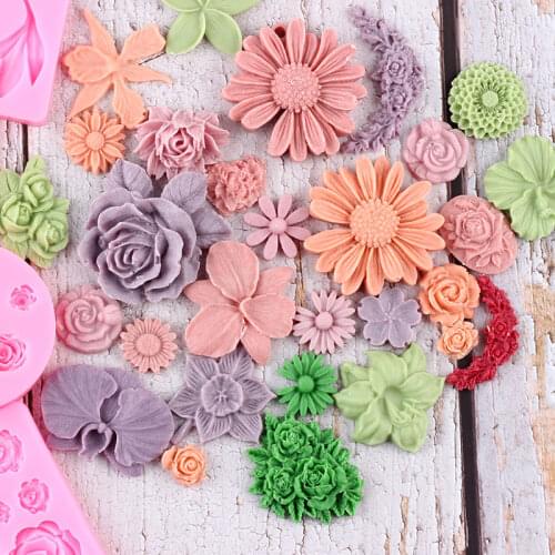 3D Flower Silicone Mold Rose Fondant Cupcake Topper Molds Sugarcraft Cake Decorating Tools Chocolate Gumpaste Moulds Candy Mould