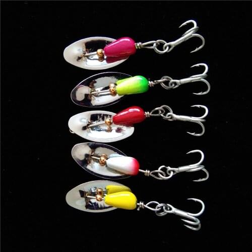 5pcs 2.5g 4.5g Rotating Spinner Fishing Lure Spoon Sequins Metal Hard Bait Treble Hooks Wobblers Bass Pesca Tackle