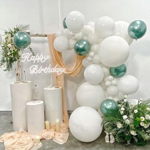 52pcs/set Metallic Green Balloon Garland Chain White Latex Balloons Arch For Wedding Baby Shower Birthday Party Decor Supplies