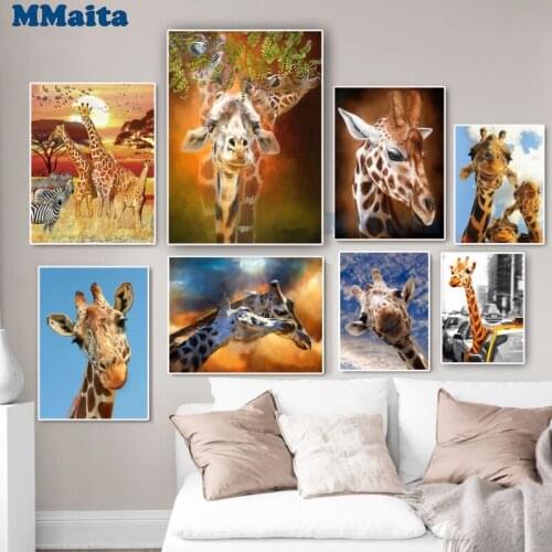 Diamond Painting 5d Giraffe Cross Stitch Rhinestones Diamond Embroidery Animal Wall Art Needlework Handicrafts Home Decor GG5270