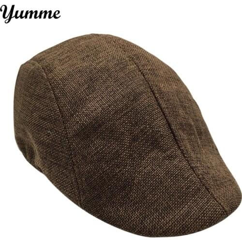 Fashion Men Women Beret Peaky Blinder Linen Flat Cap Summer Spring Beret Male Hat Adjustable Headwear Clothing Decor Accessory