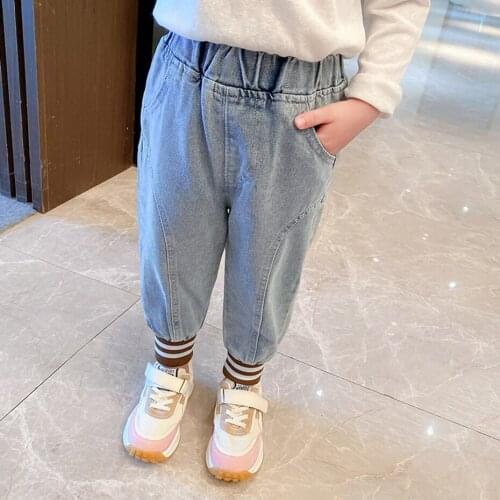 Jeans For Girl Striped Pattern Girl Jeans Child Casual Style Jeans Kids Toddler Baby Girl Clothes