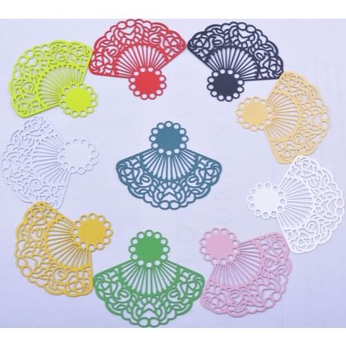 30pcs AB6631 40*45mm Painted Brass Fan-shape Charms Filigree Jewelry Earring Findings