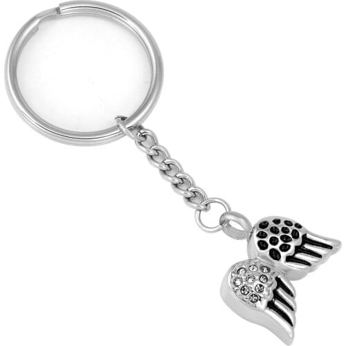 Ijk2038 Angel Feather Urns For Ashes Memorial Jewelry Key Ring Shiny Rhinestone Cremation Urn Pendant Jewelry For Pet/Human Ash