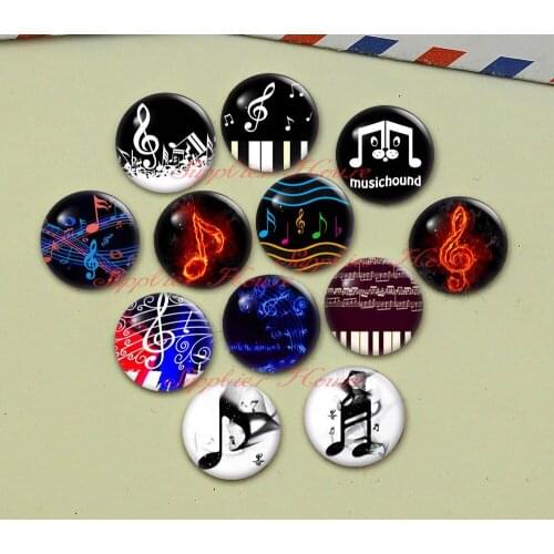 Handmade Round Music notation photo glass Cabochons, Jewelry Finding Cameo Pendant Settings, (F055-612)