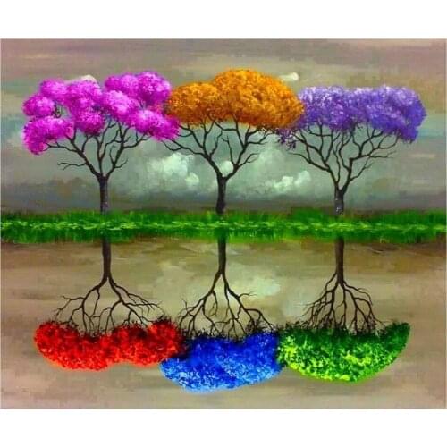 Dpsprue 5d Diy Square/Round Diamond Painting Colorful Tree Embroidery Diamond Paintings Needlework Mosaic Kit Painting Gift Gf12