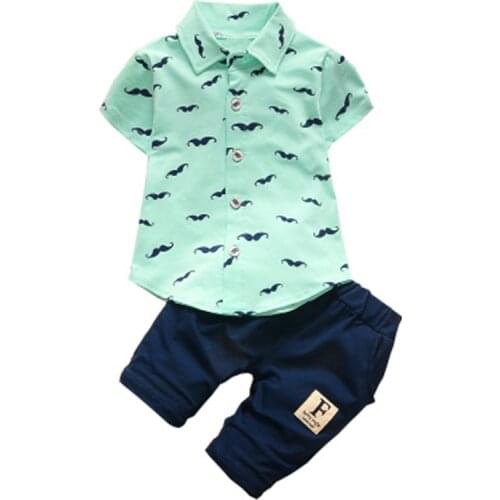 Summer Baby Boys Girls Clothing Sets Kids Clothes T-shirt Short 2PCS/Set Cartoon Moustache Children Sport Suits Infant Tracksuit