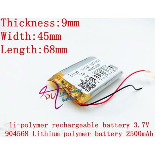 Best battery brand 3.7V,2500mAH 904568 polymer lithium ion / Li-ion battery for model aircraft,GPS,mp3,mp4,cell phone,speaker