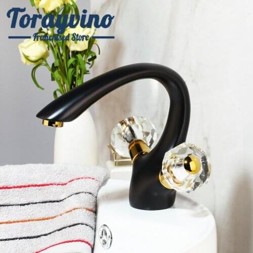 Torayvino basin bathroom black matte faucet brass rubinet wash basin taps single hole deck mounted hot & cold mixer sink taps