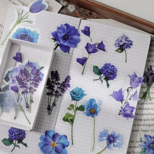 40pcs/box Kawaii Flower Sticker for Notebooks Stationery Stickers Aesthetic Journal Supplies Scrapbooking Stickers for Diary