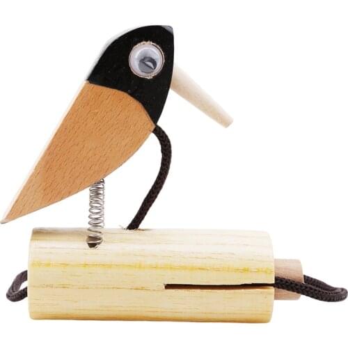 Natural Wooden Toy Traditional Bird Rattles Clappers Castanets Early Musical Education Instrument For Children Kids Over 3 Years