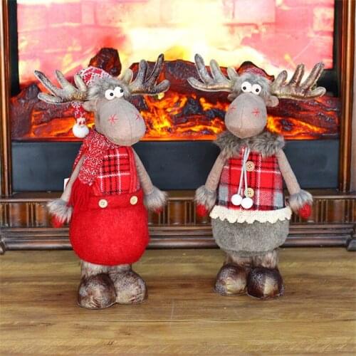 New Christmas Decoration Creative Deer Doll 42 cm Fabric Standing Deer Window Desktop Decoration Holiday Gift