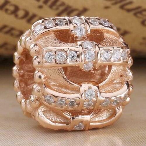 Original Rose Shimmering Sentiments With Crystal Beads Fit 925 Sterling Silver Bead Charm Bracelet Diy Jewelry