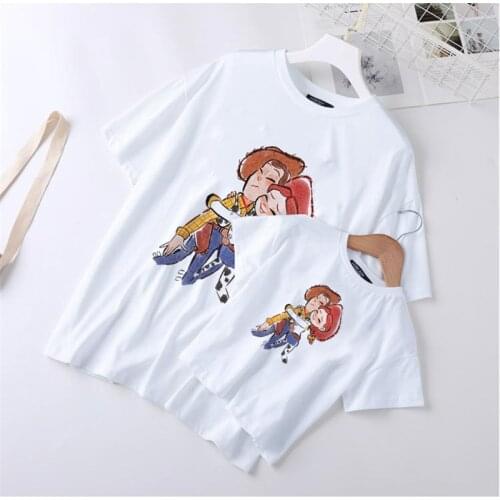 Family Matching CLothes Short Sleeve Casual White O-neck Tshirts Mommy And Me Father Mother Girls Boys Tshirts Family Outfits