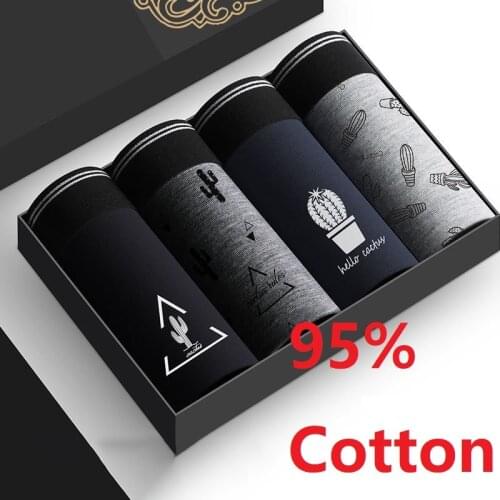 MenS Boxer Underwear Men Cotton U Convex Pouch Printed Shorts L-3XL MenS Brand Boxers MenS Underpants Male Breathable Pantie