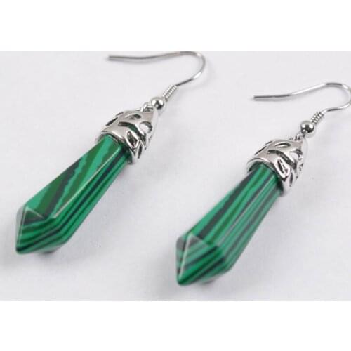 Green Malachite Beads Dangle Earrings Women Jewelry For Woman Gift T117