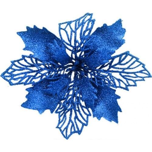 Vivid Stylish Glitter Non-fading Fake Christmas Flower Home Decor Artificial Flower Dust-proof for Party