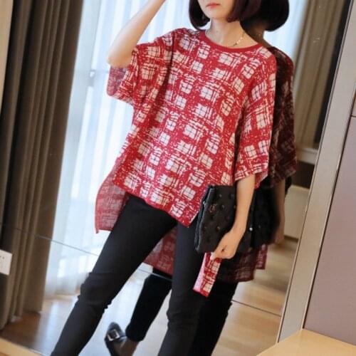 2020 Summer T-shirt Women Print Short Sleeve Red Gray Casual Tops Tees Tshirts Women M-2XL Oversized Cotton Linen Tshirt Woman