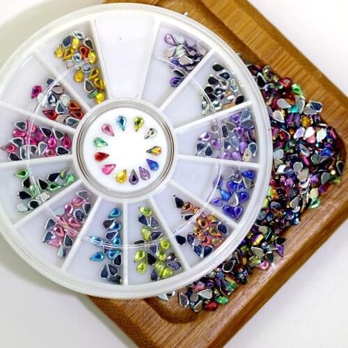 1G 1x3mm Drop-shaped Shiny AB Colors Nail Stickers High Shine Sparkling Naill Diamonds Glitter Decoration Decals