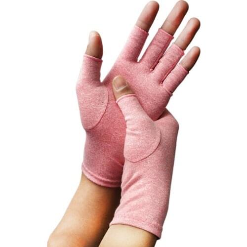 1Pair Breathable Cotton Half Finger Gloves Compression Thermal Arthritis Joint Pain Relief Outdoor Hand Support