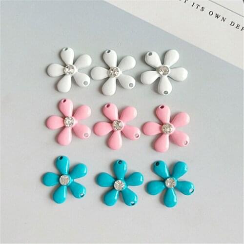 10pcs 16x16mm Korean candy color chrysanthemum flower charms alloy accessories DIY handmade hair jewelry head jewelry materials