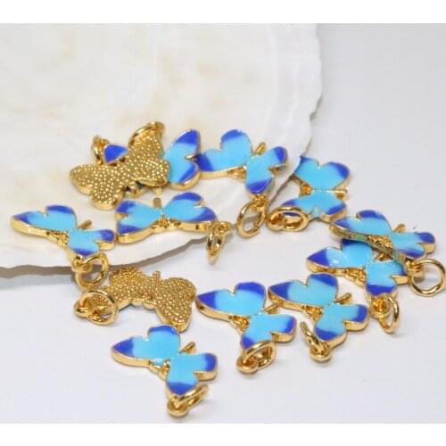 11*16mm 10pcs elegant gold-color butterfly shape cloisonne drop accessories spacers beads high qualiry jewelry making B2463