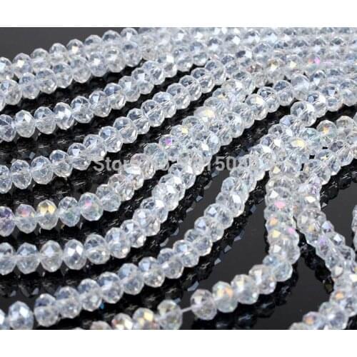 1000Pcs White AB Faceted Glass Crystal Rondelle Beads.Spacer Beads 8mm