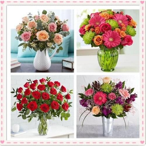 2019 hot 100% full diy round/square DIY Diamond painting flower Vase Diamond Embroidery Mosaic Mosaic Home Decor for gift zx
