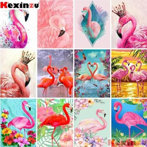 KEXINZU 5D DIY Diamond Painting Flamingo Full Square Diamond Embroidery Animals Cross Stitch Handmade Art Home Decoration