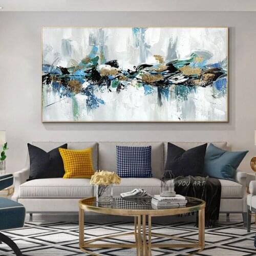 Abstract 100 Hand Painted Oil Painting Blue Landscape On Canvas Wall Art Decorative For Bedroom Living Room
