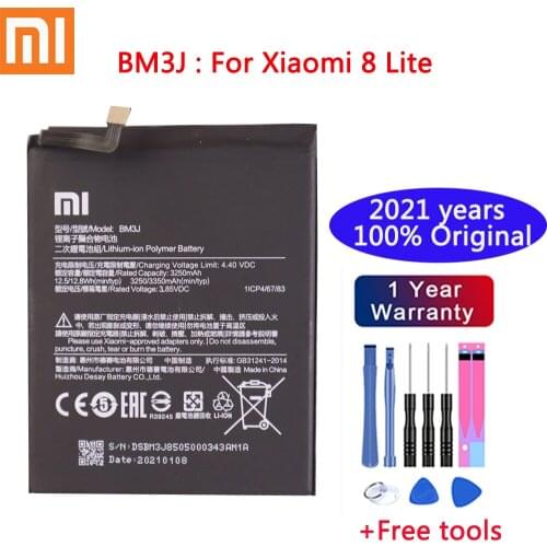 100% Original Phone Battery BM3J For Xiaomi 8 Lite MI8 Lite High Capacity Polymer Replacement Battery 3350mAh With Free Tools