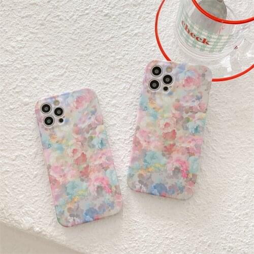 Colorful Flower Liquid Silicon Phone Cases For iphone 12 12Pro Max XR X XS 7 8Plus Case For iPhone11 Beautiful floral Soft Cover