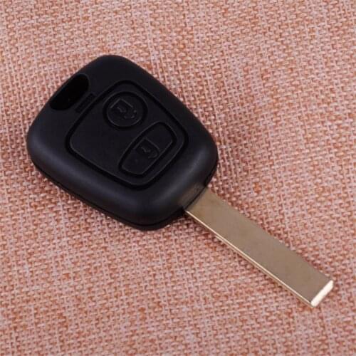 CITALL New 2 Buttons Remote Key Case Shell Fob No Groove Blade Replacement Fit for Peugeot 307 2003, 2005 2006 2007 2008 2009