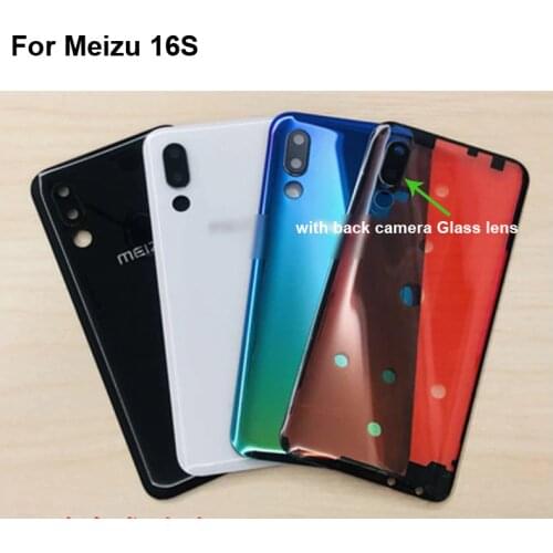 For Meizu 16S Back Battery Cover Door Housing case Rear Glass Replace parts With Back Camera Glass lens For Meizu 16 s Meizu16S