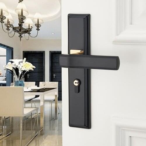 Indoor Aluminum Alloy Security Door Handle Lock Bedroom Mute Door Lock Home Universal Deadbolt Lock Furniture Hardware Supplies